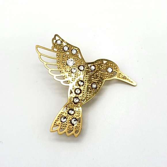 10k gold platted brass humming bird pin from the Danbury Mint - Picture 1 of 2
